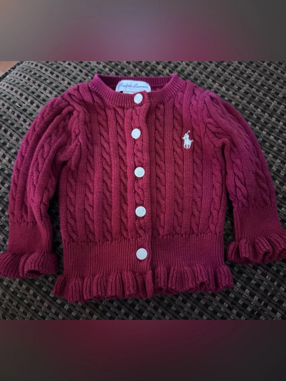 Ralph Lauren Baby Girl’s Cable Knit Cardigan- Sz 3 months